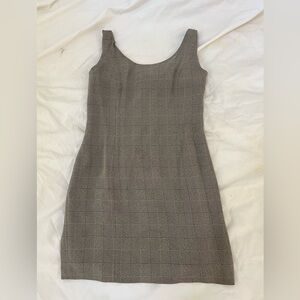 Taupe Checkered Mini Dress